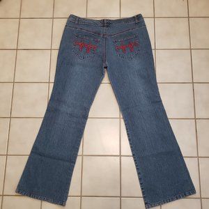 Womens Jeans, Jazzie, Size 11/12, Blue/Red Stitching, Vintage